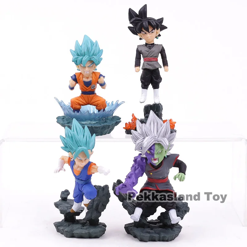 Принтом из мультфильма «Жемчуг дракона супер WCD vol.1 Супер Saiyan бог синий Гоку Vegetto Гоку черный Zamasu ПВХ Фигурки игрушки 4 шт./компл
