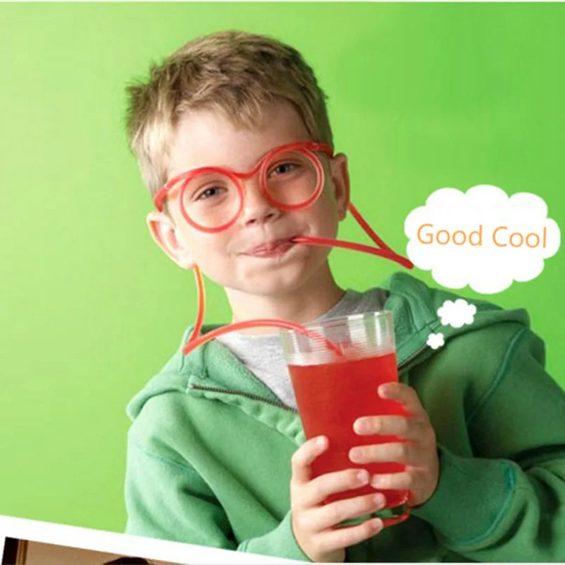 

Creative Soft Plastic Straw Funny Glasses Fun Drinking Kids Toys for Children Party Tricks Joke Tube Tools Boys Girls Gifts 2019
