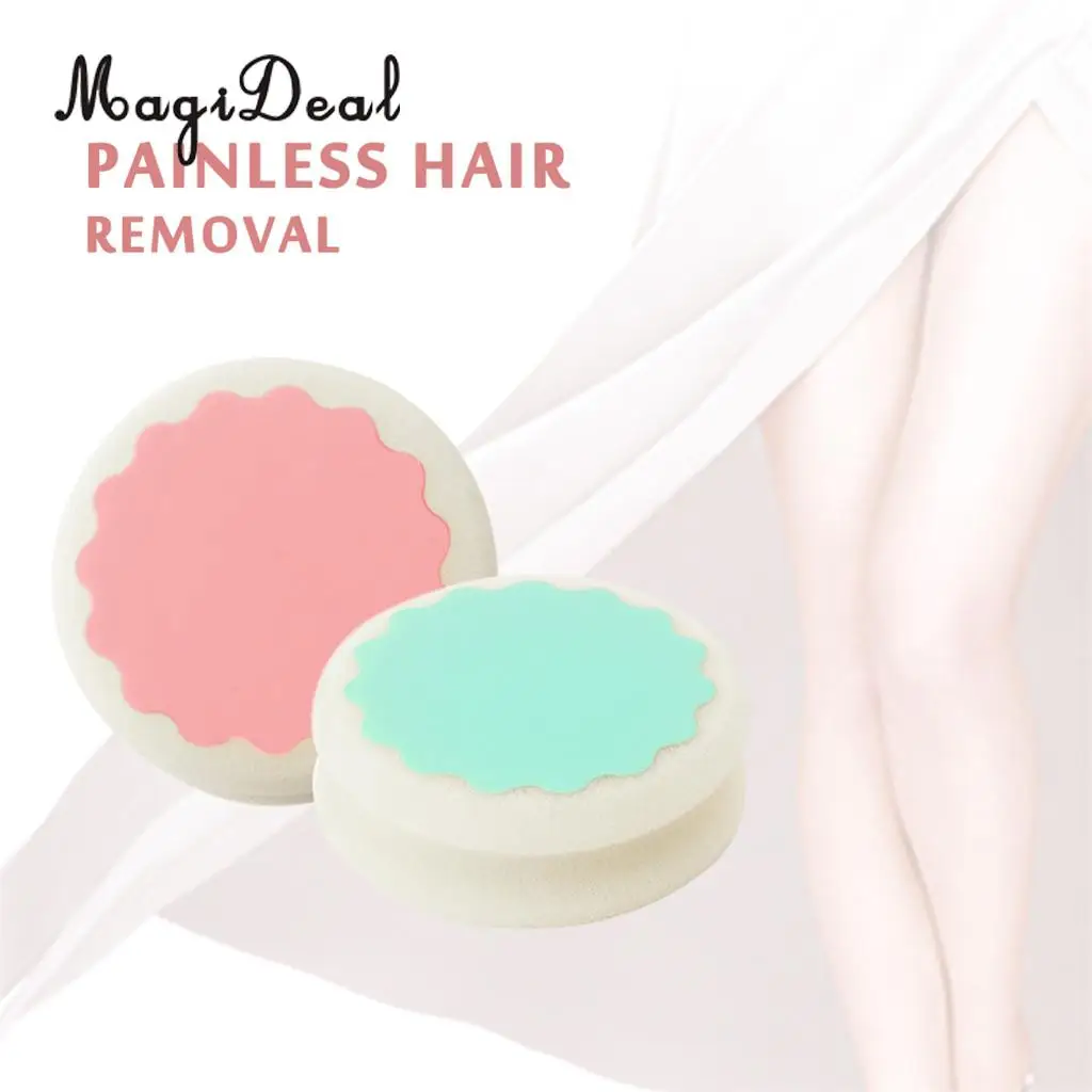 MagiDeal 2PCs Skin Care Leg Arm Bikini Unisex Practical Magic Painless Hair Removal Sponge Depilation Pads Remover