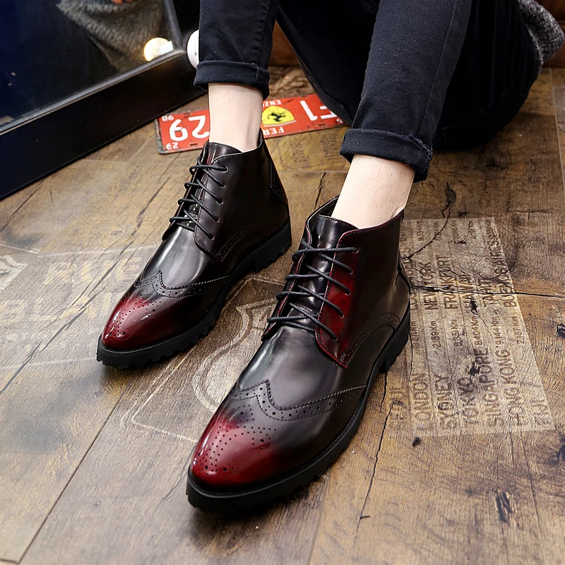 Кожа Для мужчин Мужские модельные туфли Для мужчин На зимнем меху внутри зимние сапоги Для мужчин в британском стиле вечерние ботинки в деловом стиле на шнуровке; обувь в деловом стиле;