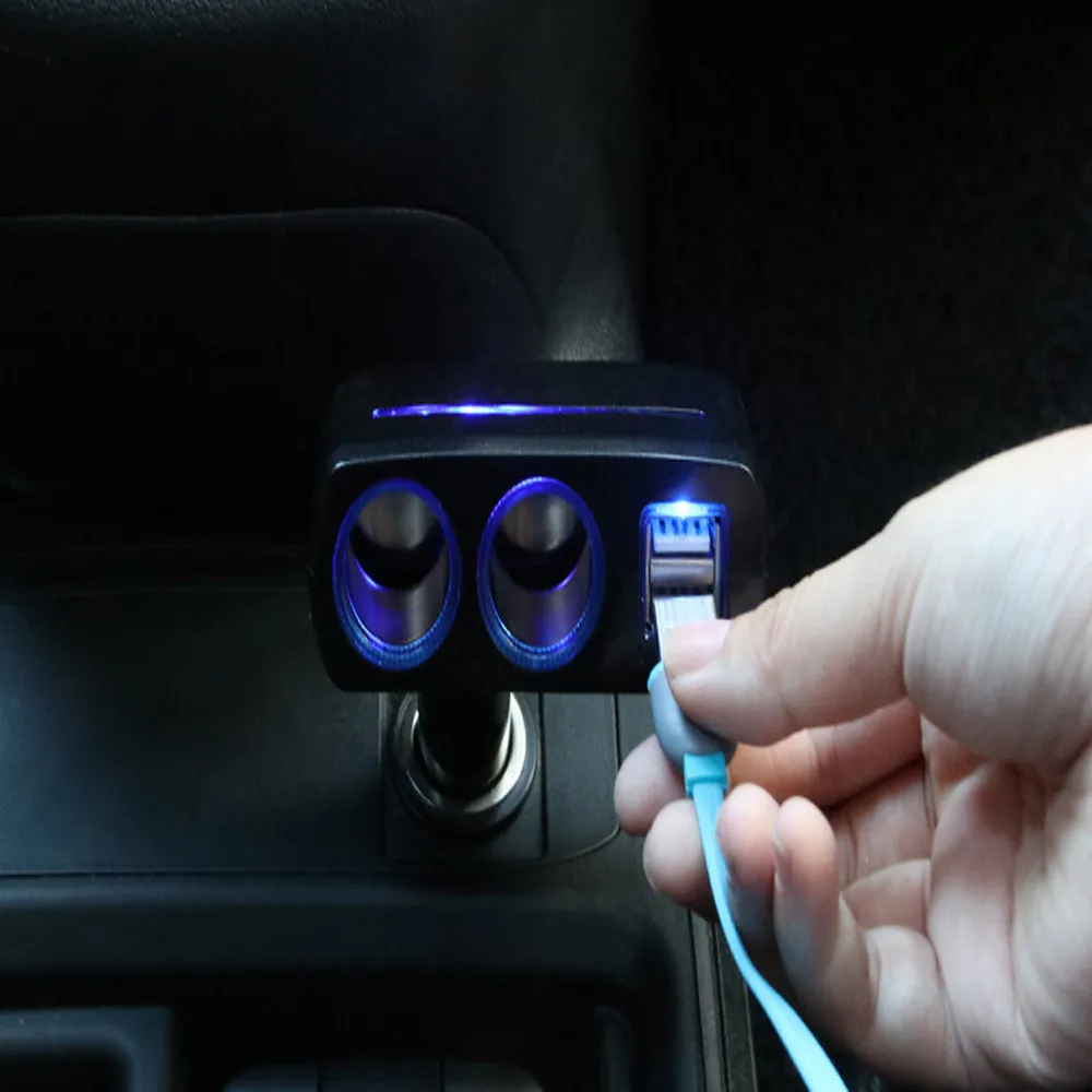 Автомобильные аксессуары разноцветный автомобильный прикуриватель 2 Way для прикуривателя Зарядное устройство Мощность адаптер