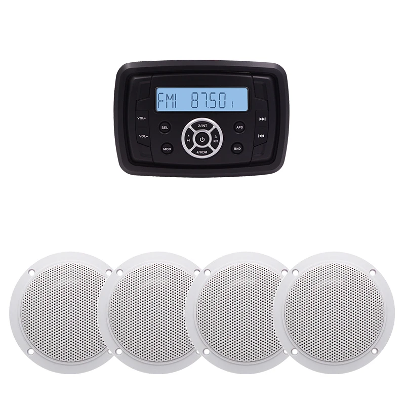 Морской Bluetooth стерео аудио FM AM приемник мотоцикл Лодка Радио MP3 звуковая система UTV ATV+ 2 пары 2 Way " водонепроницаемые колонки