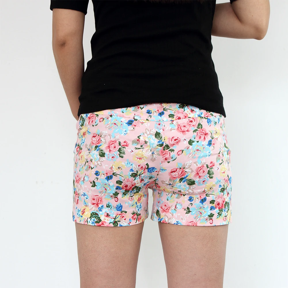 Free Shipping Pregnant Women Summer Shorts Maternity Care Belly Cotton Pants Sweet Slim Adjustable  Floral Printing 
