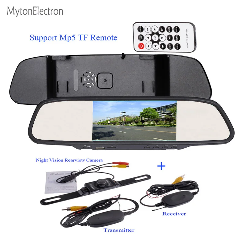 

MP5 TF 4.3 inch TFT Screen Car Mirror Monitor + Wireless Night Camera Rear View Parking Assistance sensor Transmitter Receiver