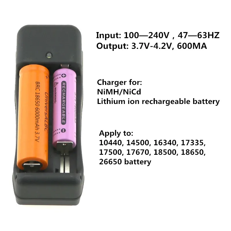 Перезаряжаемый 18650 4000mAh аккумулятор 3,7 V Универсальное зарядное устройство для 10440 14500 16340 18650 26650 NiMH NiCd литий-ионный аккумулятор