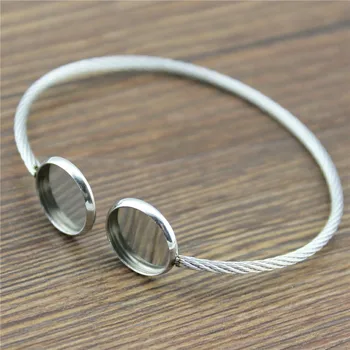 

1pcs Fit 12mm Round Glass Cabochon Stainless Steel Super Flexible Bangle Base Bracelet Blank Findings Tray Bezel Setting