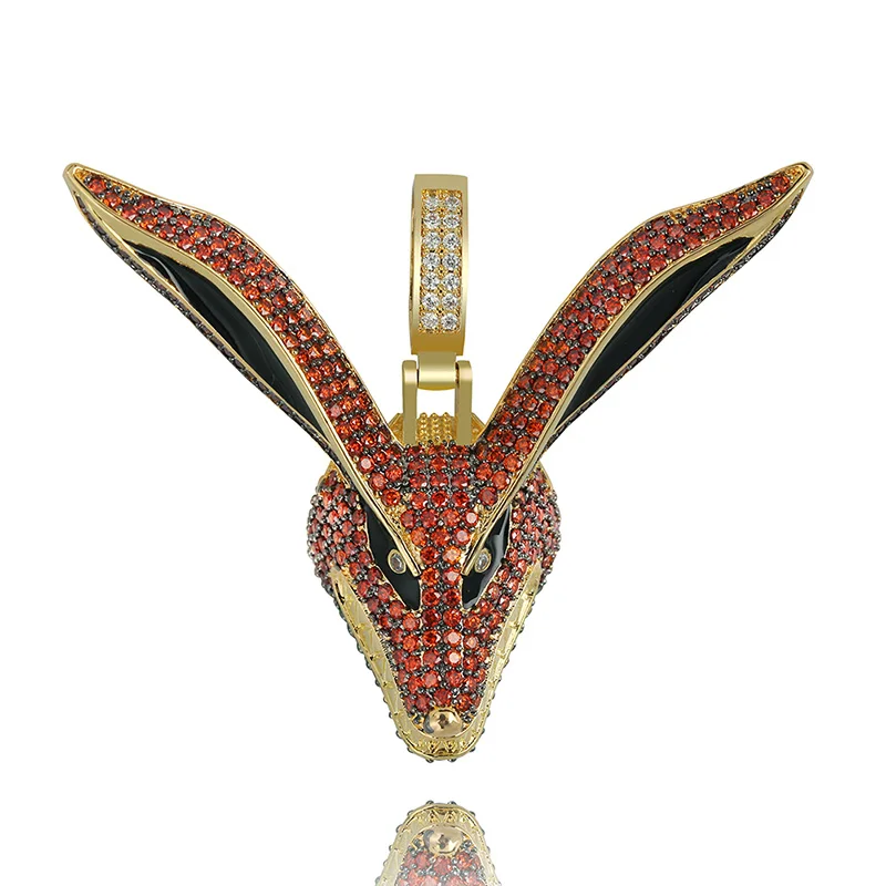 Baratos TOPGRILLZ Hip Hop oro Naruto Kurama Fox colgante collar Micro Pave Zircon helado hacia fuera Animal joyería hombre mujeres regalo