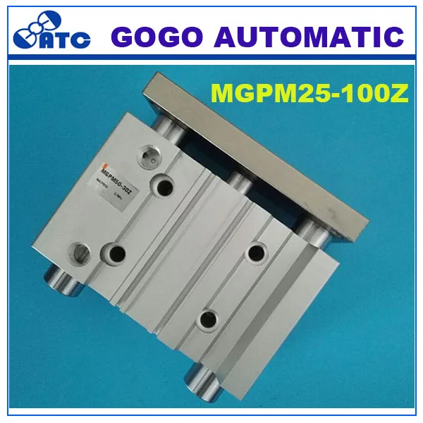 

High quality bore 25mm stroke 100mm double acting compact guide air cylinder MGPM25-100Z new smc type 3-rod pneumatic cylinders