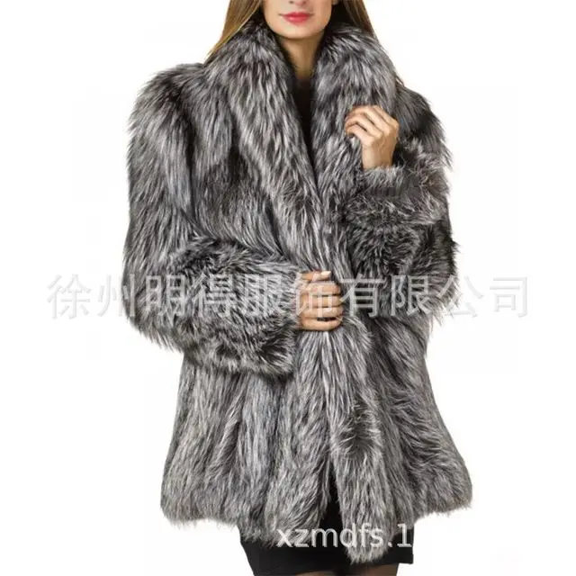 

2019 New Faux Fox Fur Coat Women Plush Winter Warm Thicken Female Jacket Overcoat Outerwear Plus Size Oversize 4XL 5XL 6XL 7XL