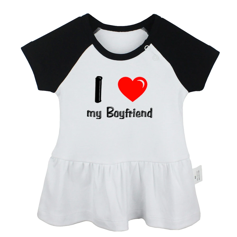 Платья для новорожденных девочек с надписью I Love My CRAZY Boyfriend цвет черный розовый