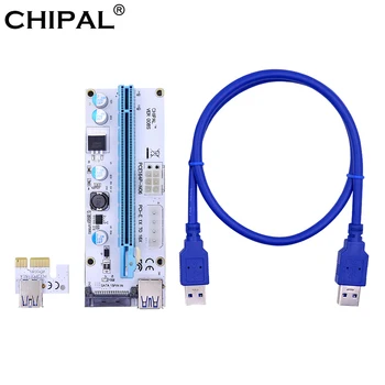 

CHIPAL 10PCS Blue 60CM VER008S PCI-E 1X to 16X Extender 008 PCIE Riser Card with 4pin 6pin SATA Power for BTC LTC Miner