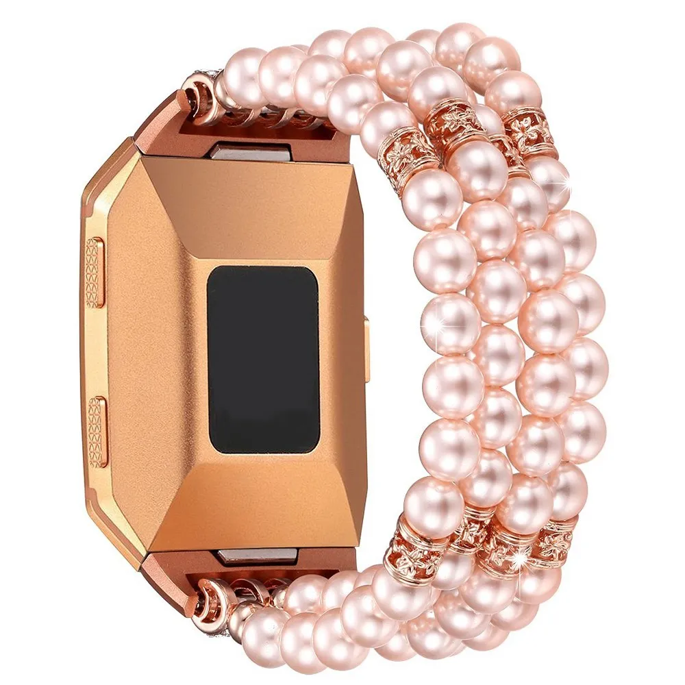 

Watch Pearl Bands for Fitbit Ionic Smart Watch Artificial Pearl Beaded Replacement Watch Band Accessories Gift for Women Girls