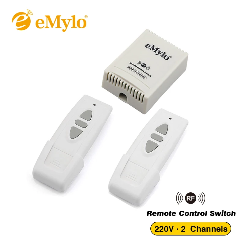 eMylo Smart Wireless 220V Relay 1000W RF interruptor de control remoto 433Mhz One 2 canales con dos transmisores