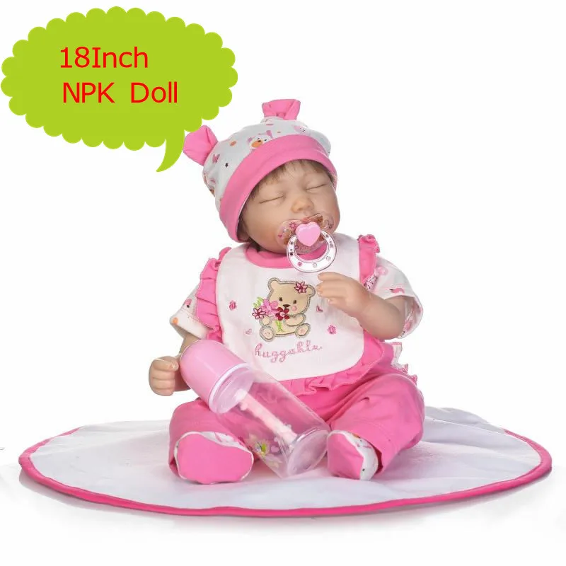 

New 18Inch Silicone Reborn Baby Dolls In Blue and Pink Doll Clothes Realistic Babies Reborn Brinquedos Adora Matryoshka Kids Toy