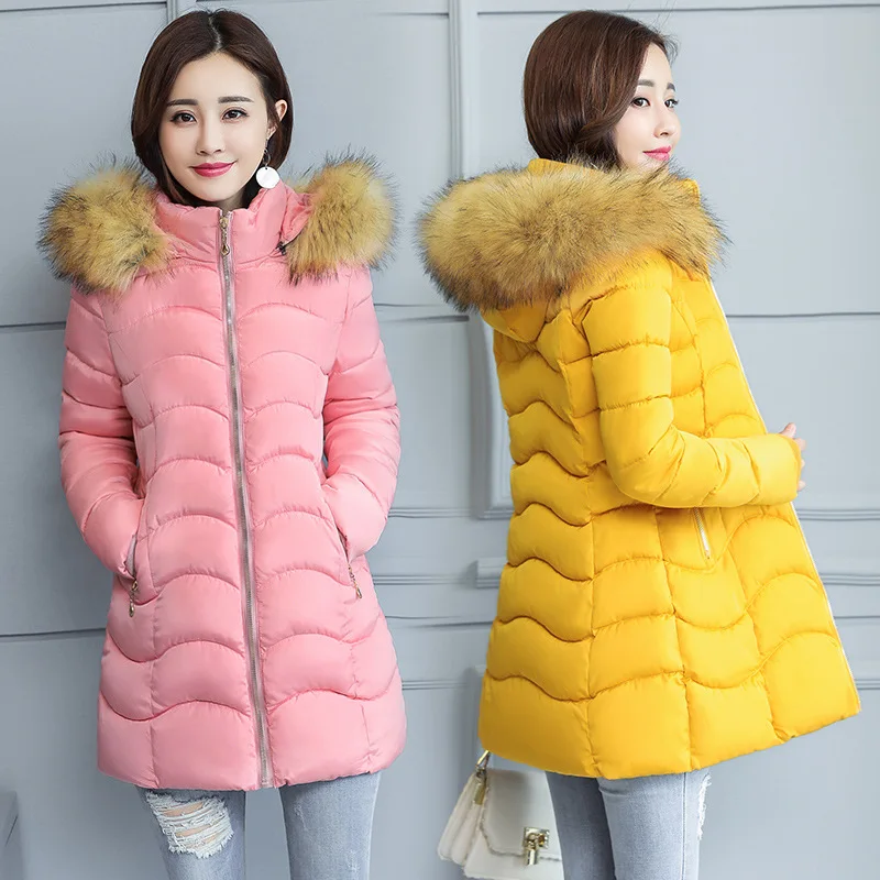 

Hooded Fur Collar Winter Down Coat Jacket Long Thick Warm Women Casaco Feminino Abrigos Mujer Invierno Student Wadded Parkas