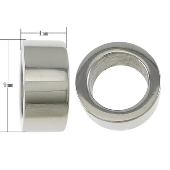 

YYW Steel Color Stainless Steel Large Hole Beads,Designer Jewelry, Column 4x9mm, Hole:Approx 6mm, 100PCs/Lot, Sold By Lot