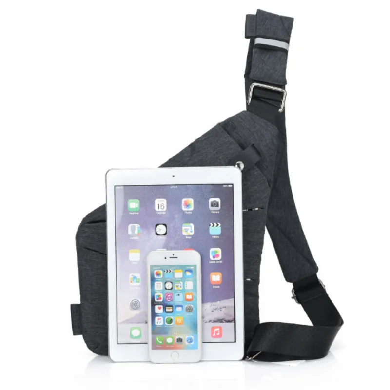 Mens Crossbody Chest Bags Multifunctional USB Charger Headphone Digital Organizer Shoulder Bag Diagonal Package
