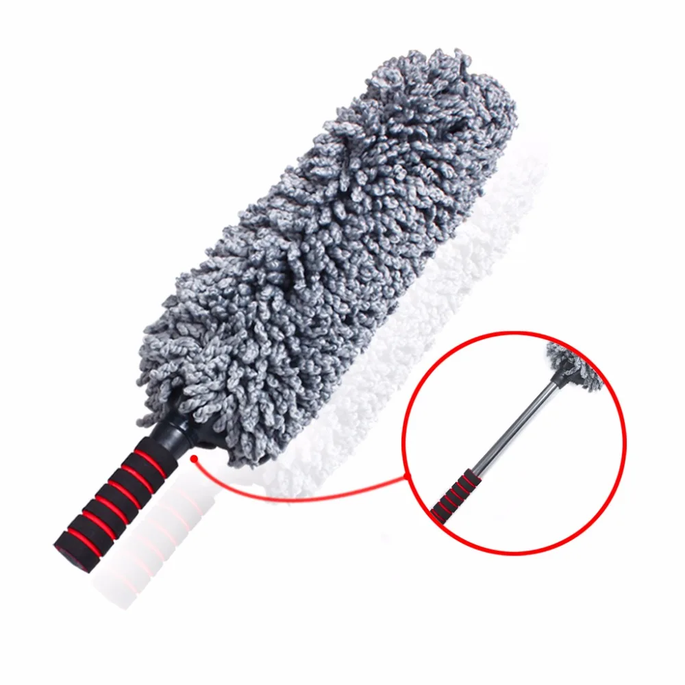 Microfiber Car Cleaning Duster Lint Wax Polishing Tool Extendable Handle (1)