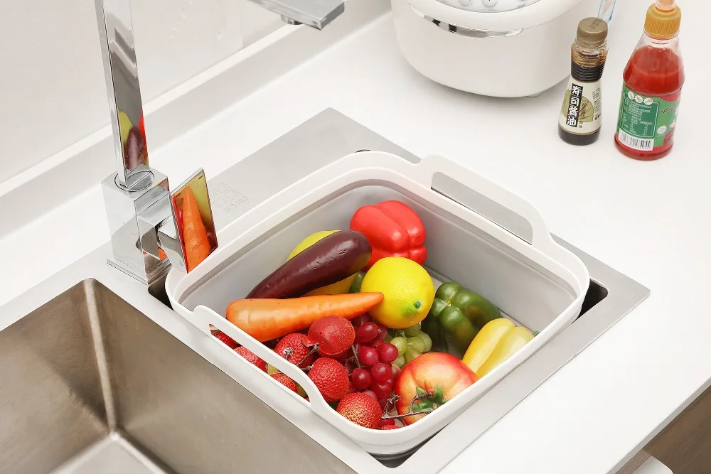 

Folding square fruit and vegetable wash basin sink outdoor travel folding washbasin 30.5x30x20(7)CM Free shipping Z002