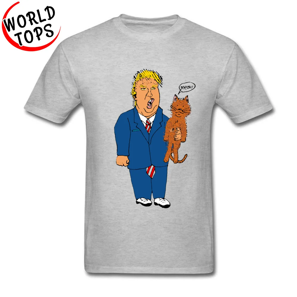 Funny Men Tops Shirt Trump  Cat Collector cosie T Shirts 100% Cotton Short Sleeve Printing Tops Shirts Crew Neck Trump   Cat Collector grey