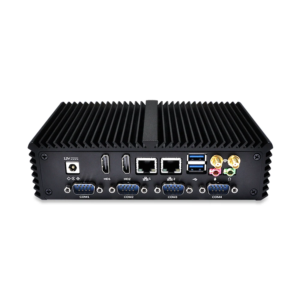  2016 QOTOM Mini PC Q310P with 2 LAN, 6 USB, 2 display port, 6 COM RS232 port, support 3G/4G, X86 Fanless Mini PC Linux 