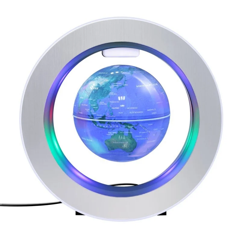 Настольная декоративная настольная лампа с магнитной левитацией, плавающая карта мира, глобус, светодиодный светильник, круглая основа для обучения, образования, для дома, офиса - Цвет абажура: UK  blue