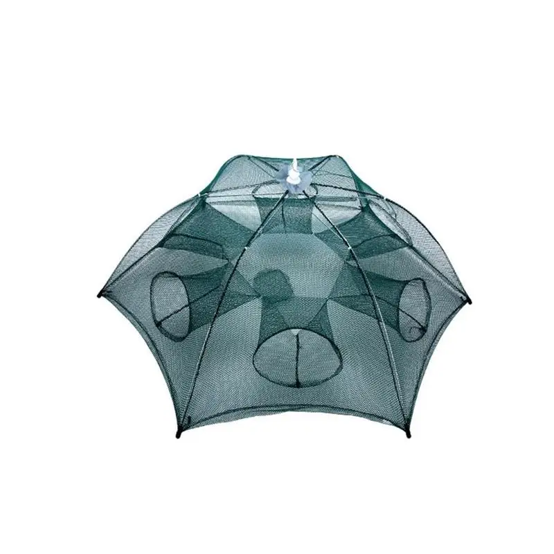 

80 x 80 cm Fishing Net Fishing Cage spare Squid looper Fish shrimp lobster 6 Holes Nylon Foldable Crab Fish Trap Cast Green