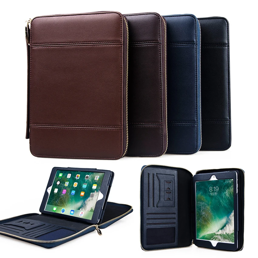 

Leather Zipper Wallet pad Cases For Ipad Pro 9.7 Business Card Bag Handbag Stands Soft PU Case For iPad air 1 2 Coque Funda