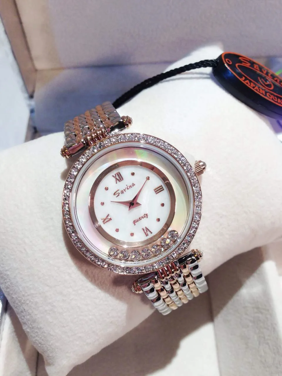 

Elegant Designer Women Brand Full Steel Watch Happy Crystals Dress Wristwatch Shell 2-Hand Analog Clock Bracelet Montre femme