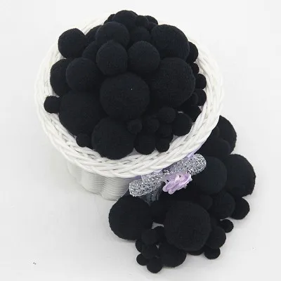Versatile Black Pompom Assortment for Crafts and Decorations
