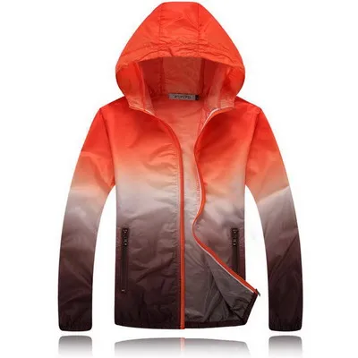 Солнцезащитная Мужская и Женская куртка размера плюс летняя ультратонкая дышащая ветровка женская повседневная куртка AW073 - Цвет: orange
