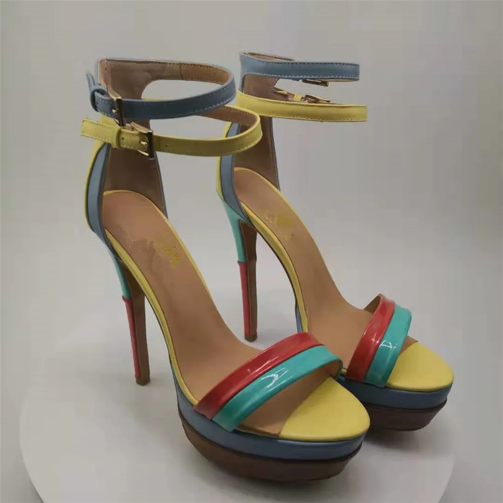 

SARAIRIS Brand New Plus Size 47 Sexy Party Women Shoes Patchwork Summer Wedding Thin High Heels Shoes Woman Sandals