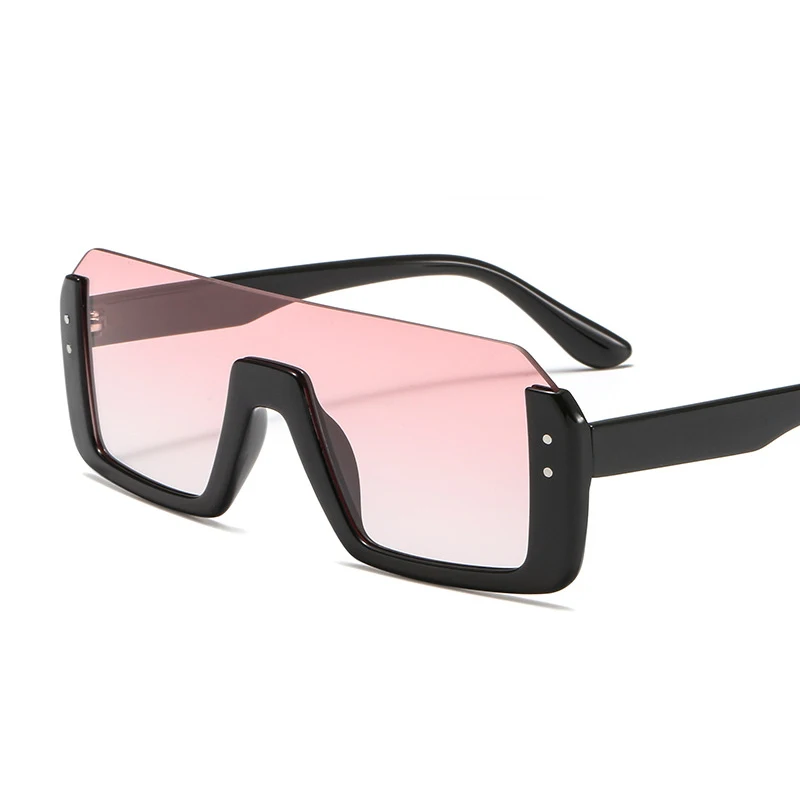 Бренд, модные красные цельные солнцезащитные очки для женщин и мужчин,, негабаритные Квадратные Солнцезащитные очки с заклепками, мужские полуоправы, Оттенки UV400