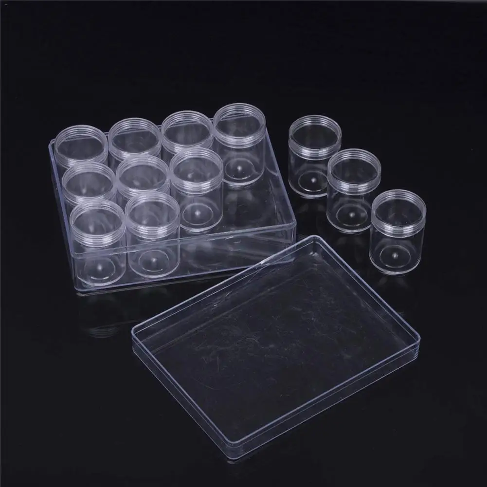 Прозрачный Пластик контейнеры для хранения бисера комплект со стразами аксессуары для рисования коробка прозрачные бутылки с крышкой для DIY Алмазная пилка для ногтей