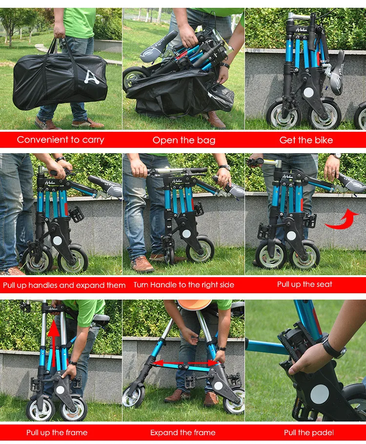 Perfect New Xfront Abike Unisex 8 Inch Wheel Mini Ultra Light Folding Bike Subway Transit Vehicles Road Bicycle Outdoor Sports Bicicleta 4