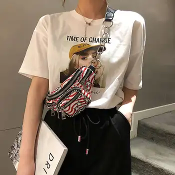

MENGXILU Casual Canvas Waist Packs Geometric Pattern Zipper Chest Bag Sport Travel Shoulder Belt Bag For Iphone Card Storage Sac