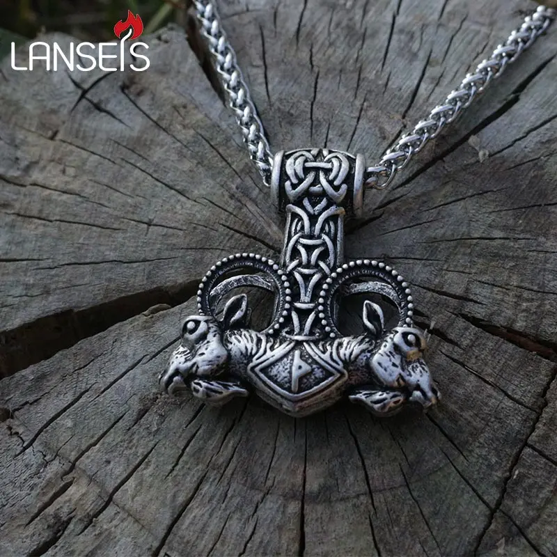 1 шт. мужское ожерелье с кулоном Молот Тора|mjolnir hammer|goat pendantviking thor |