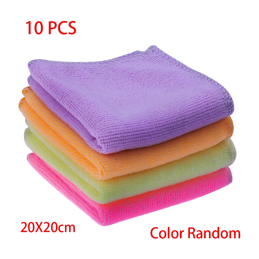 

10PCS 20*20cm Polyester Fiber Towel Cleaning Cloth Quick Dry Towel Absorbent Scouring Pad Car Auto Wash Cleaner Tool