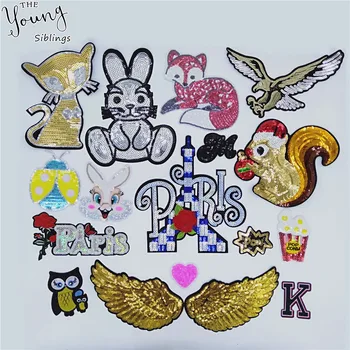 

New arrive Embroidery Sequins patch Hot melt adhesive Patch DIY Cartoon Iron on patch Badges Clothing Sewing Supplies Accessory