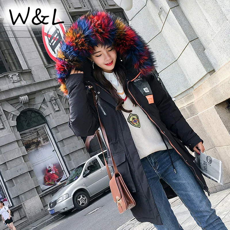 2017 Women Parkas long Coats Warm Winter Down Jackets thick Female Overcoat oversized fur collar casual outerwear slim clothing | Женская