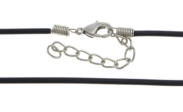 YYW черный резиновый Цепочки и ожерелья шнур Нитки строка просто Цепочки и ожерелья 2 мм 100 нитей Длина: 18 дюймов DIY решений для Подвески