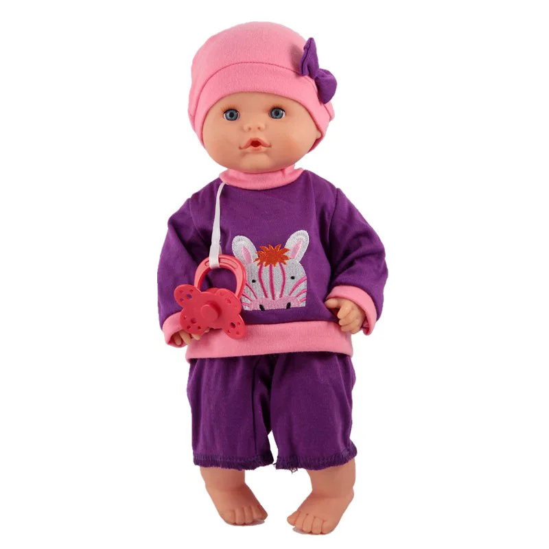 

Doll Clothes Fit 35cm Nenuco Doll Nenuco y su Herman 13inch Doll Accessories Purple Outfits With Hat Pacifier For Nenuco Doll