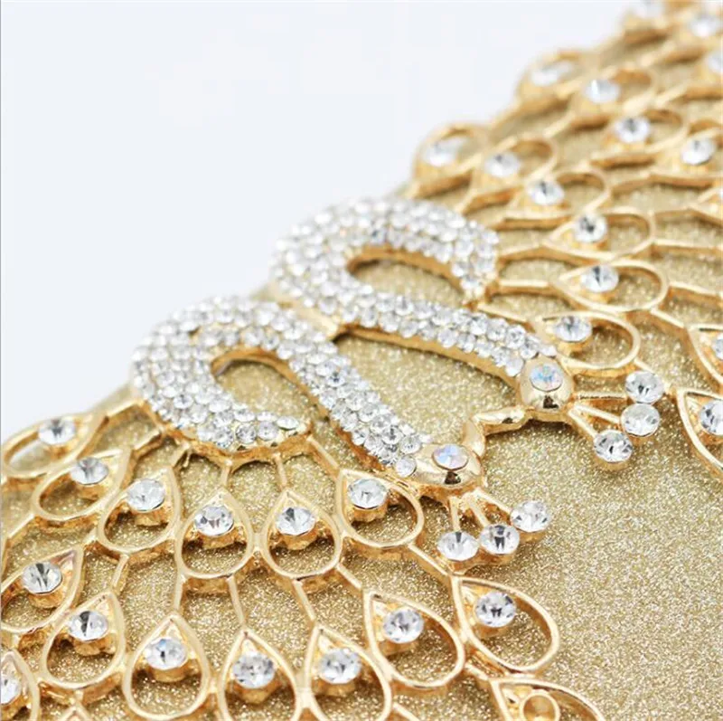 Meloke, высокое качество, женские вечерние сумки с павлиньими бриллиантами, роскошные вечерние сумки с бриллиантами, с цепочкой, золотой свадебный клатч, MN1166