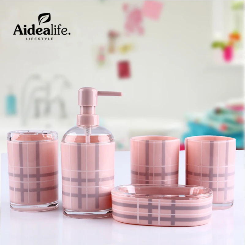 set accessori per il bagno 5 pz portaspazzolino portasapone contenitori di viaggio rosa disegni bagno supporto