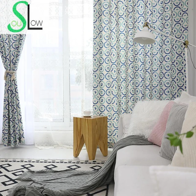 Lento Anima Giallo Blu Verde Tenda Moderna Geometrica Tende Per La Camera  Da Letto Dei Bambini Camera Cortinas Soggiorno Per Bambini Bella Ragazzi -  AliExpress