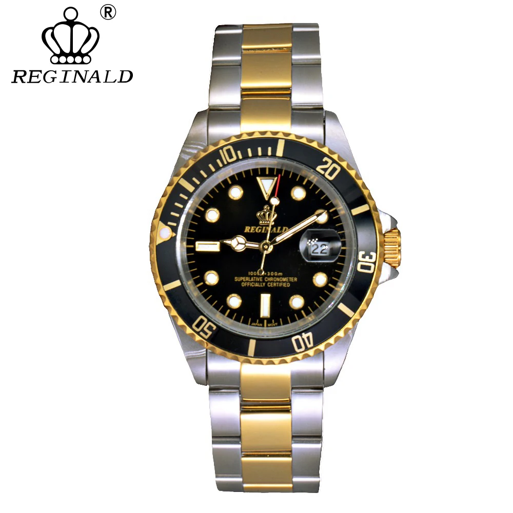 

REGINALD Mens Watches Top Brand Luxury Japan Movement Quartz Man stainless steel Auto Date Wrist Watch Men Waterproof Clock