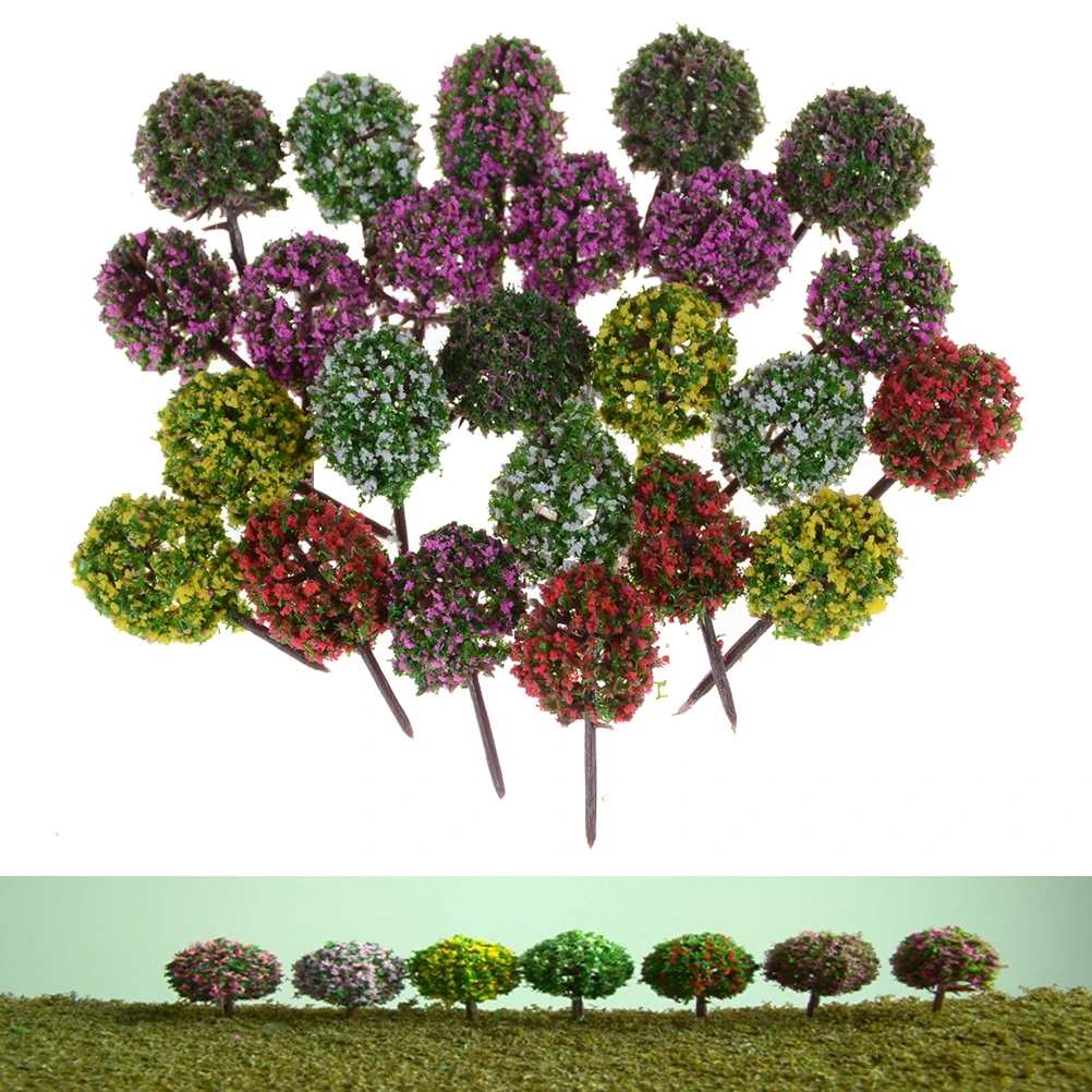 

5pcs/lot Plastic Miniature Flower Tree Plants Fairy Garden Decoration Dollhouse Craft Model Wholesale