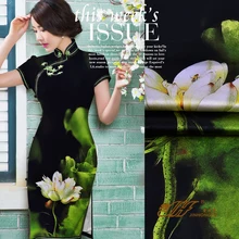 19 Momme Европейская шелковая ткань с принтом 120 широкий Cheongsam тяжелый стрейч Атлас белые чернила