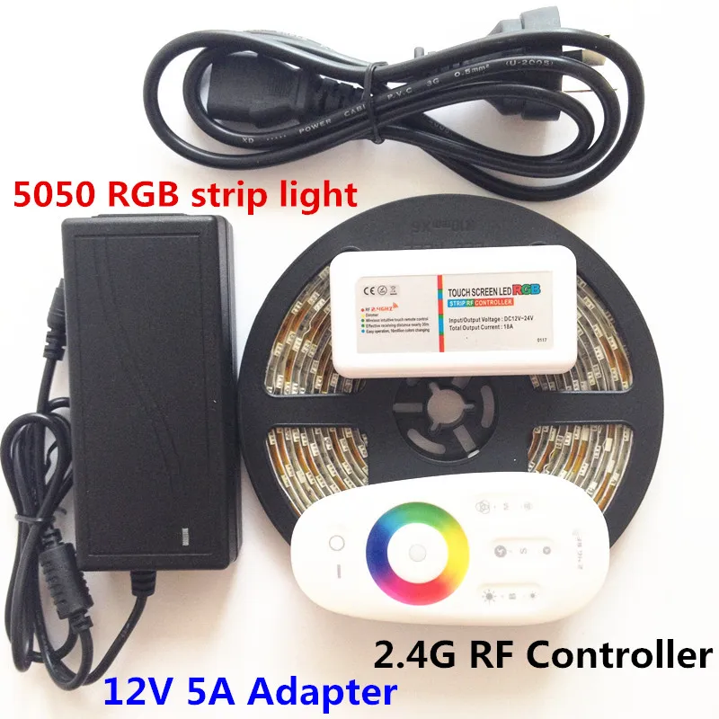 DC12V SMD 5050 RGB Led Strip Waterproof Light Flexible Tape 5M 10M 15M 20M+RF Touch Remote Controller+Power Adapter Supply | Лампы и