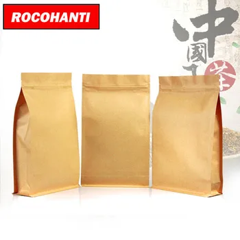 

100X Custom Logo 3 Side Gusset Sealing Kraft Paper Bag Heat Seal Craft Bag for Food Packaging & Storage